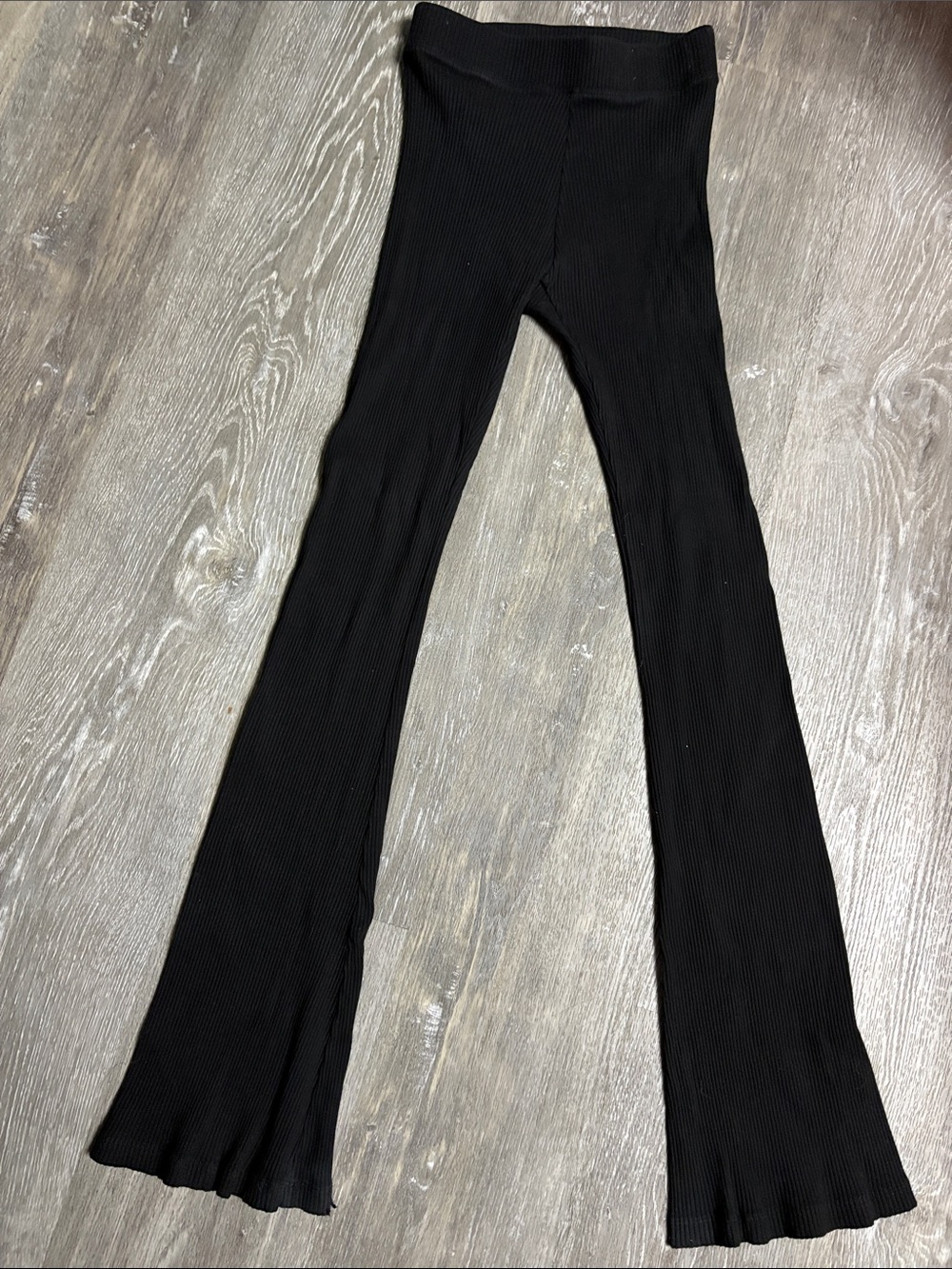 PINK Victoria's Secret Black Ribbed Flare Pants